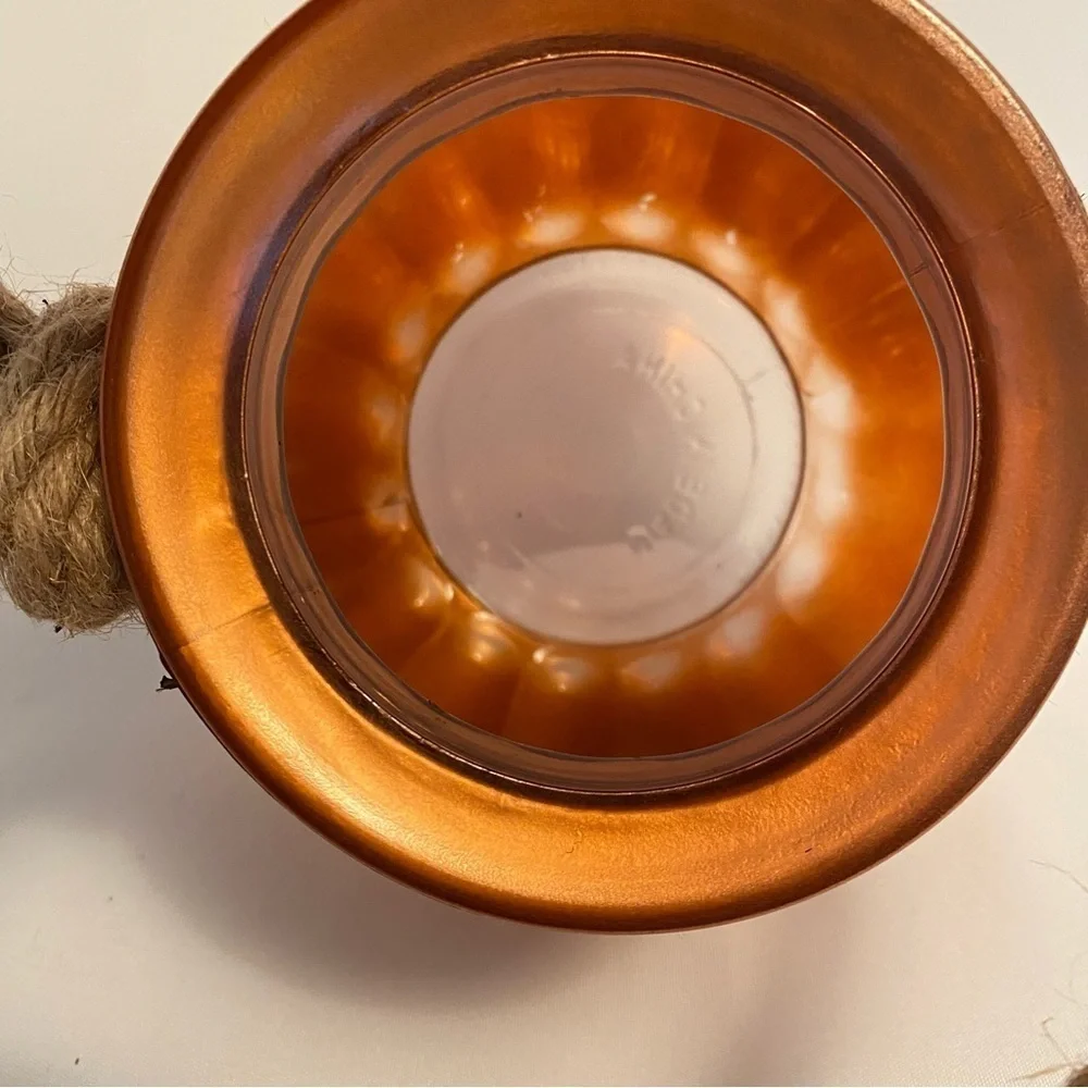 Metallic Orange Pumpkin Rope Handle Vase